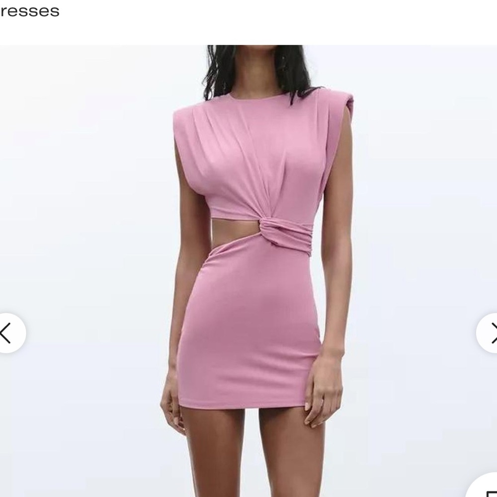 Zara Pink Mini Dress with Cut-Out Detail